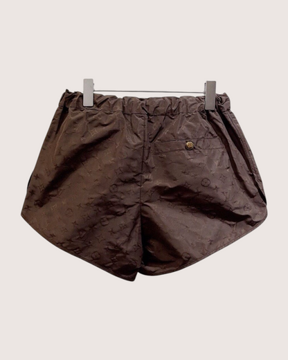 Louis Vuitton Monogram Jacquard Drawstring Shorts Brown FR 36