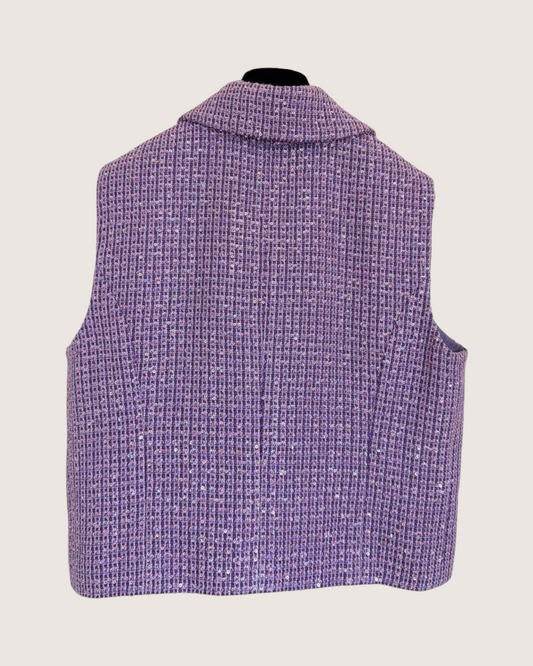 Chanel 24C Sequin Tweed Vest Purple, Pink, Multicolor FR 38