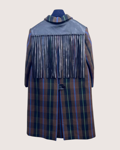 Louis Vuitton Plaid Wool Coat Brown, Multicolor FR 36