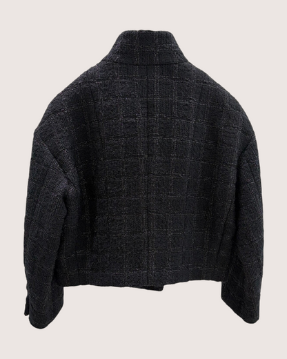 Chanel 24K Tweed Cropped Jacket Black, Grey FR 36