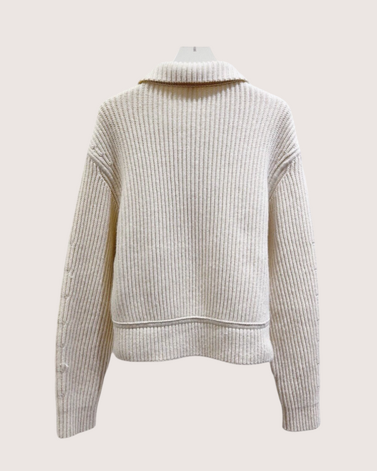 Hermès Cashmere Scarf-Print Cardigan Beige/Ecru, Brown, Grey FR 38