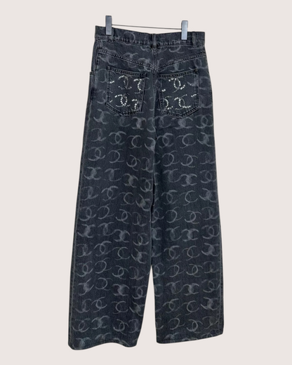 Chanel CC Logo Jeans Grey, Black