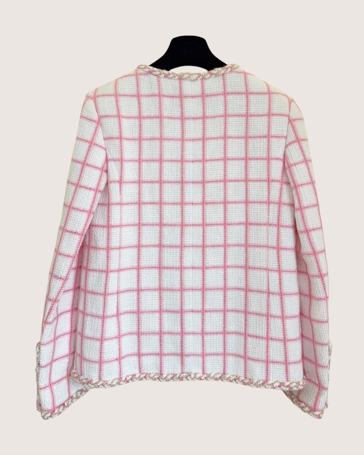 Chanel 23C Windowpane Tweed Four-Pocket Jacket White, Pink FR 36