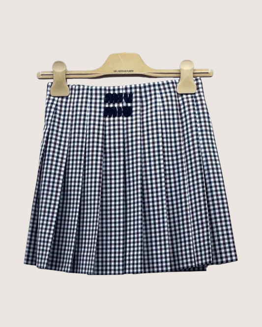 Miu Miu Gingham Belted Mini Skirt