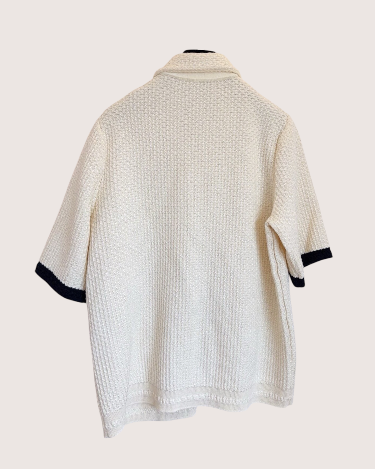 Chanel 24P Short-Sleeve Four-Pocket Cardigan Beige/Ecru, Black FR 34