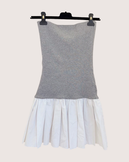 Miu Miu Panelled Mini Dress Grey, White FR 36