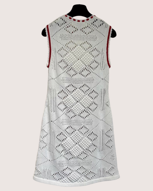 Chanel 24P Braid-Trim Mini Dress White, Red FR 36 - view 2