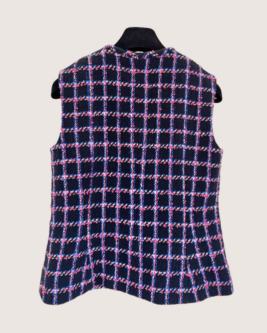 Chanel 24P Checked Tweed Vest Black, Pink, Blue, Multicolor FR 36