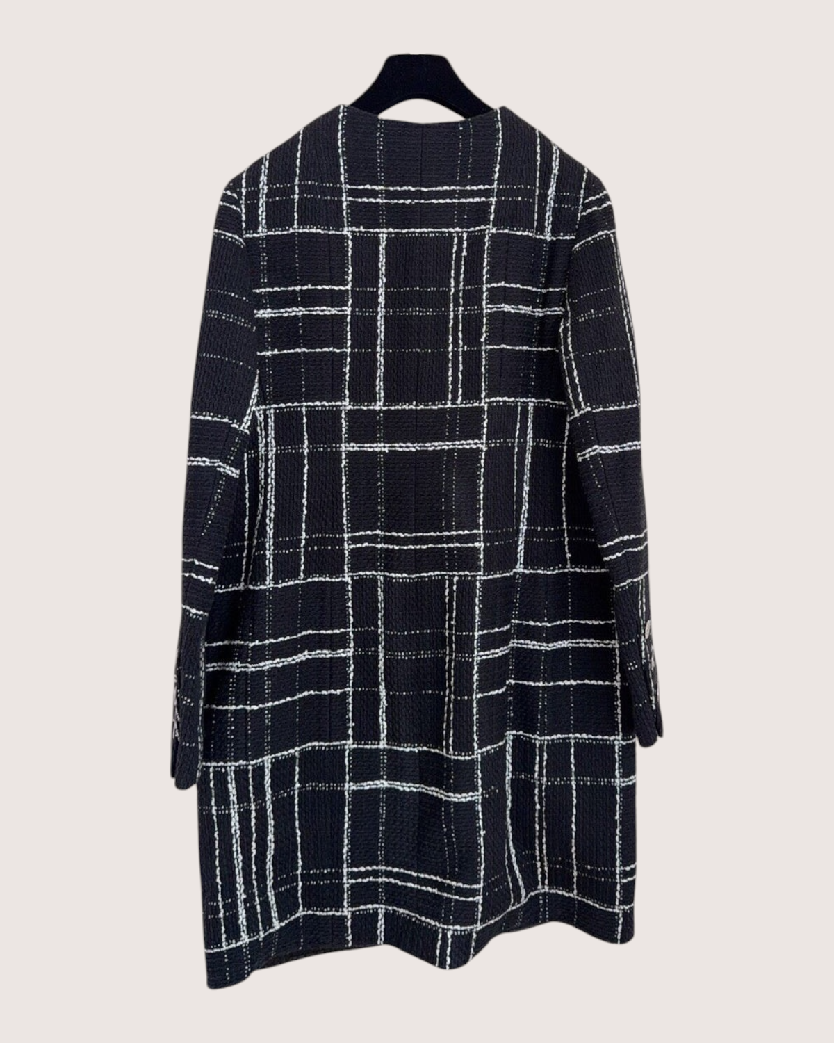 Chanel 23A Tweed Coat Black, White FR 40
