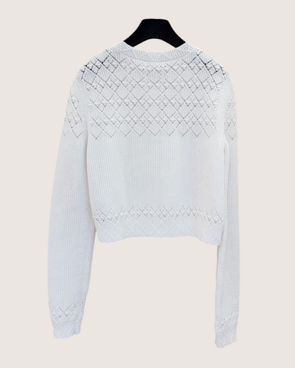 Chanel 25P Openwork Cardigan White FR 36
