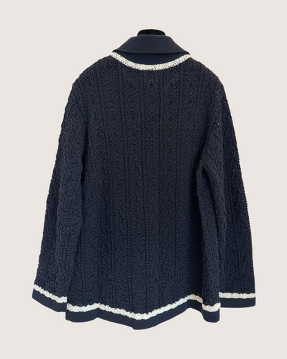 Chanel 24P Openwork Four-Pocket Cardigan Black, White FR 36
