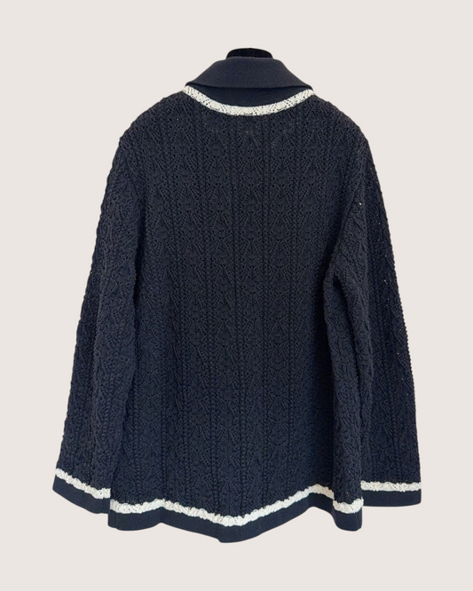 Chanel 24P Openwork Four-Pocket Cardigan Black, White FR 36