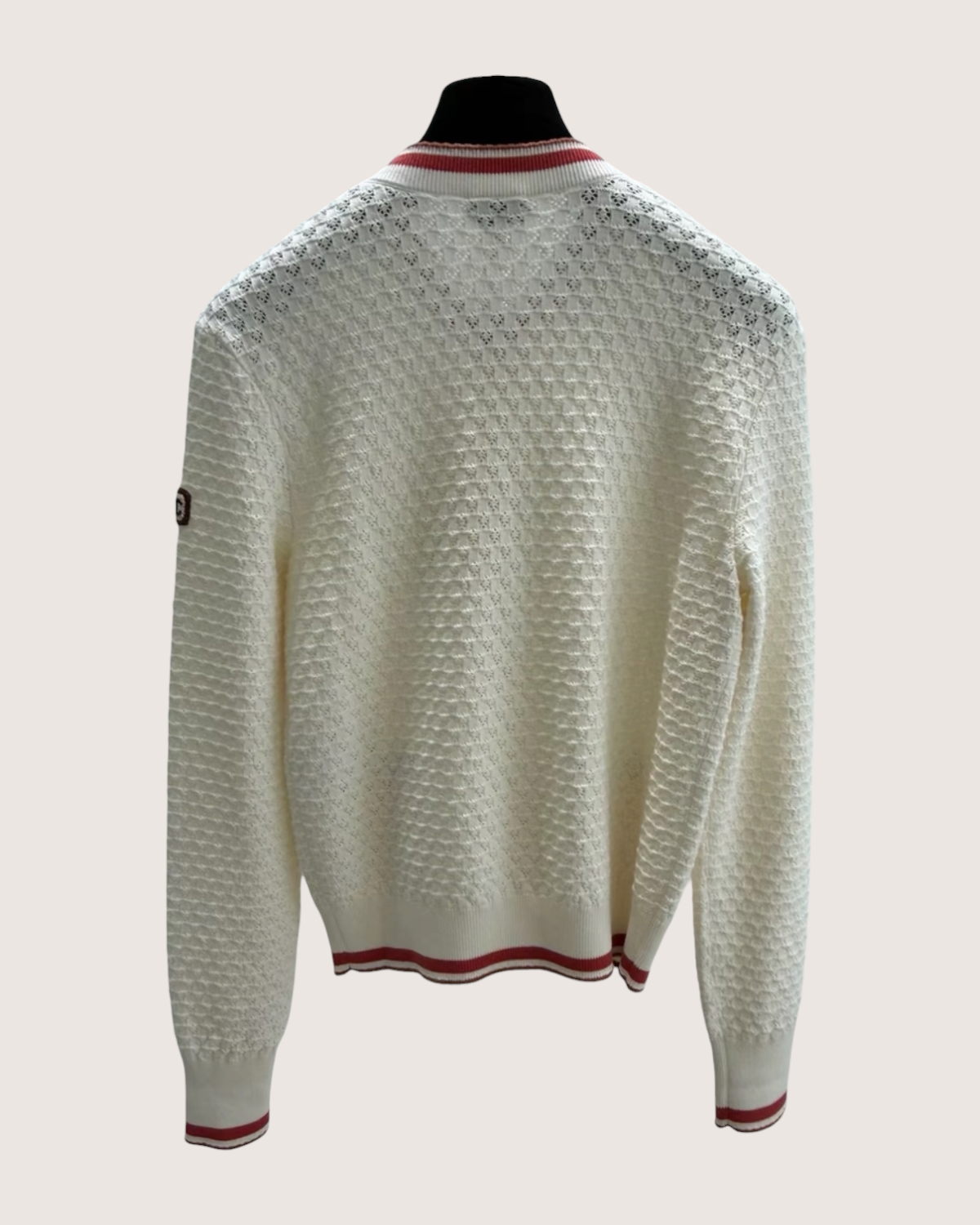 Chanel 26C Knit Cardigan Beige/Ecru, Red FR 36