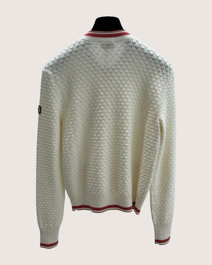 Chanel 26C Knit Cardigan Beige/Ecru, Red FR 36