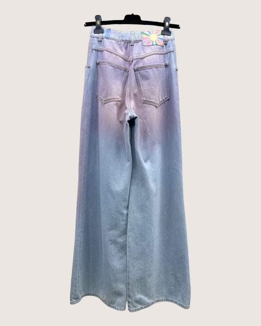 Chanel 24C Gradient Wide-Leg Denim Jeans - Blue, Pink, view 2