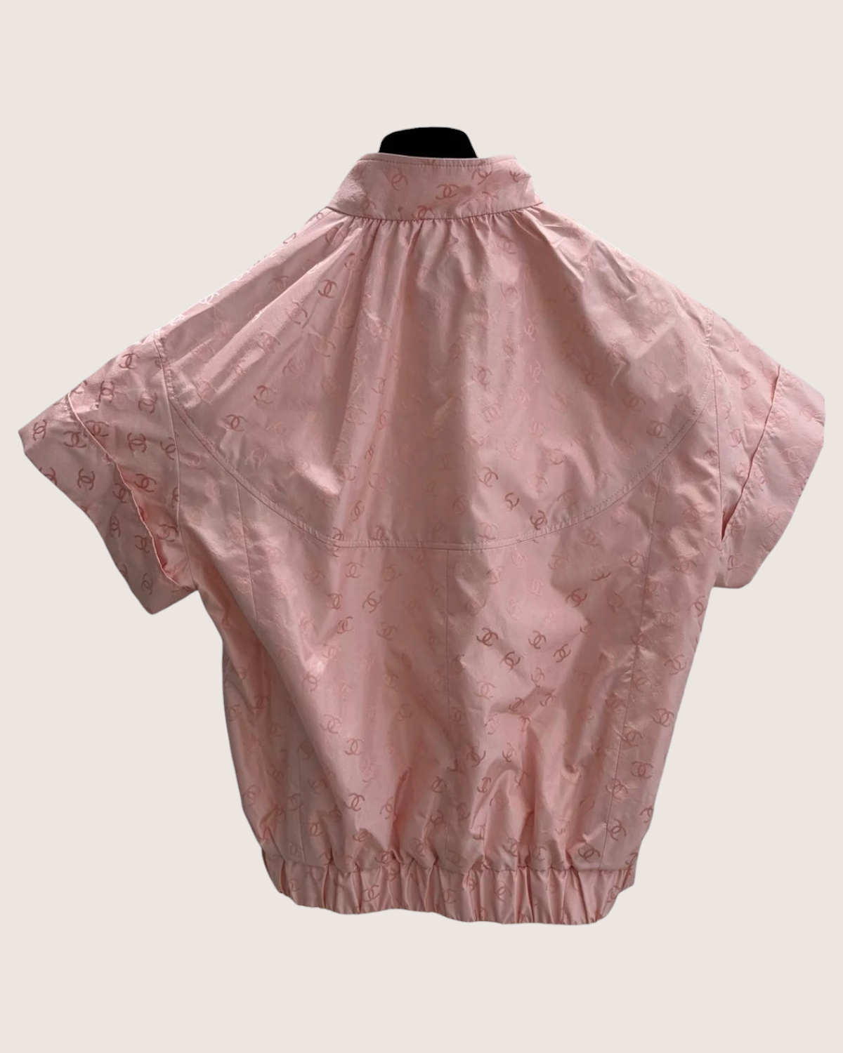 Chanel 26C Silk Cropped Logo CC Shirt Pink FR 36