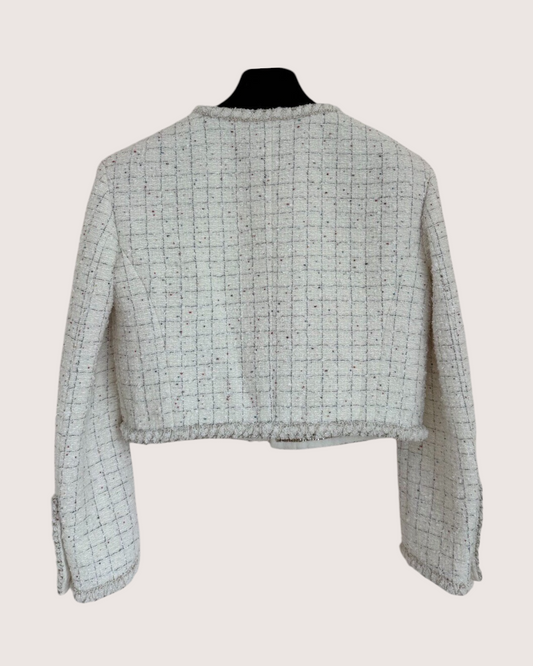 Chanel 25A Tweed Jacket Beige/Ecru, Grey FR 34