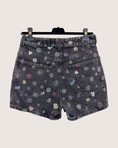 Chanel 25B Printed Denim Shorts Grey, Multicolor FR 36