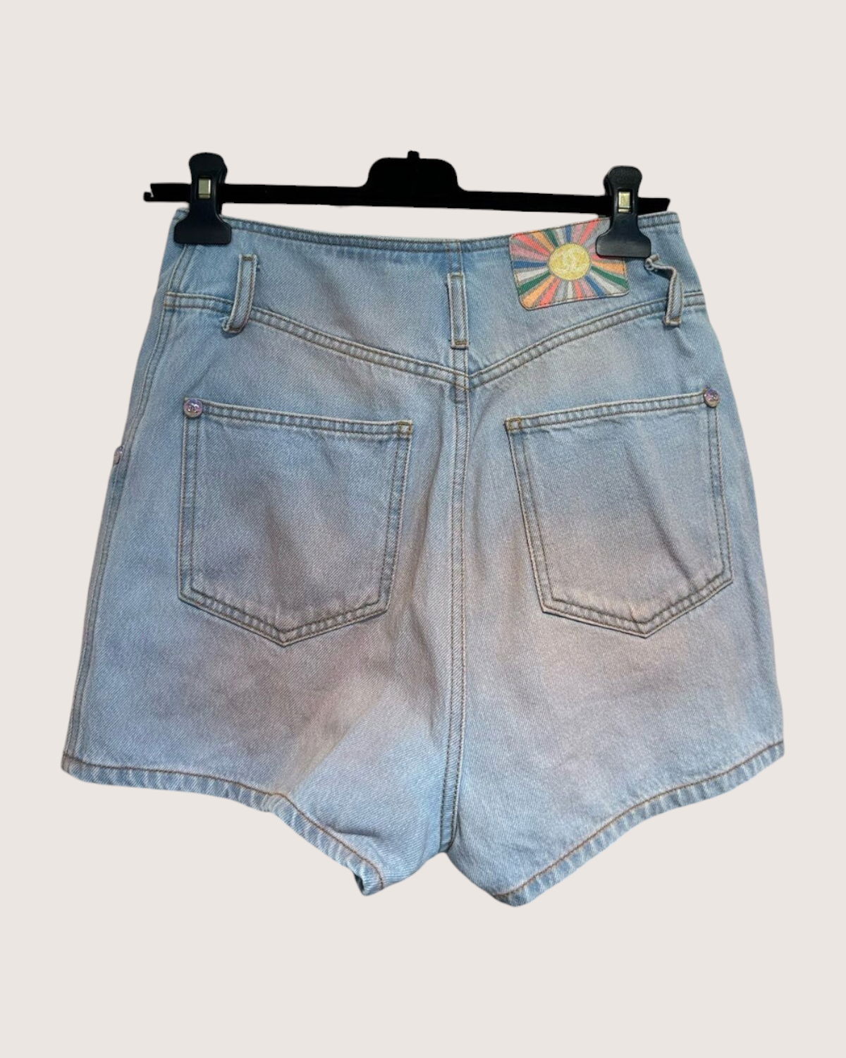 Chanel 24C High-Waist Denim Shorts Blue, Pink FR 38