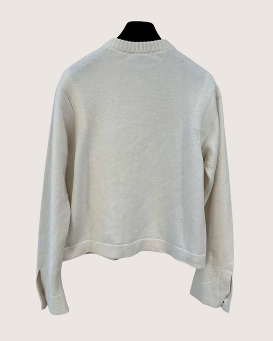 Chanel 25P Cashmere Cardigan - Beige/Ecru, White, view 2