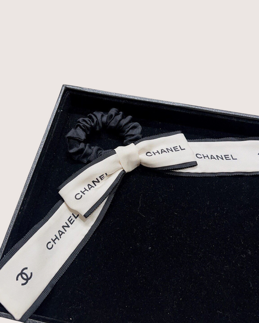 Chanel 22A Bow Hair Accessory Black, Beige/Ecru One Size