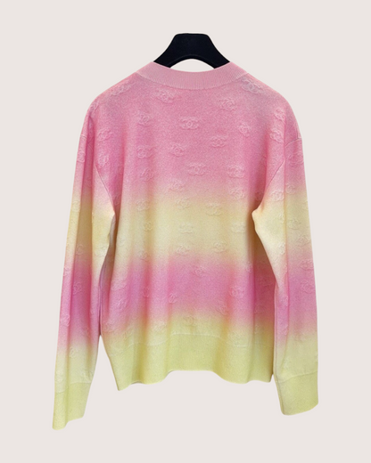 Chanel 24C Cashmere Gradient CC Sweater Pink, Yellow FR 38