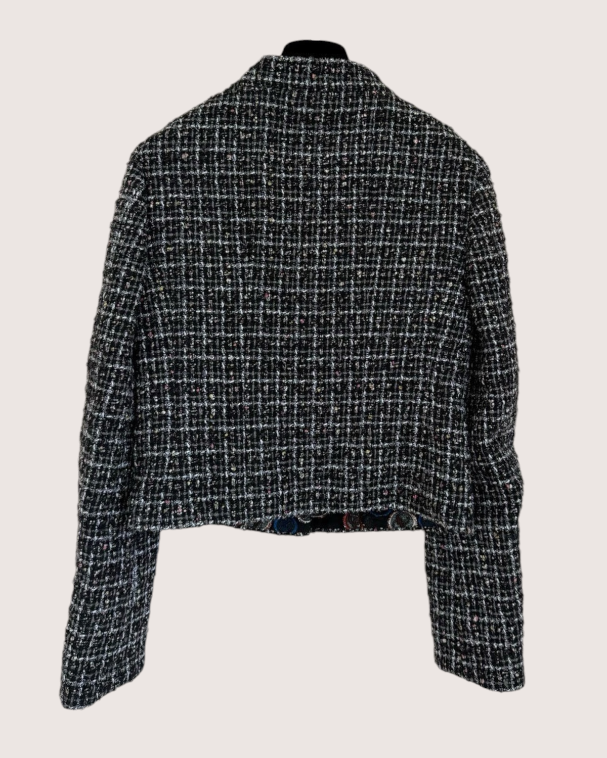 Chanel 24A Cropped Tweed Jacket Black, White FR 34