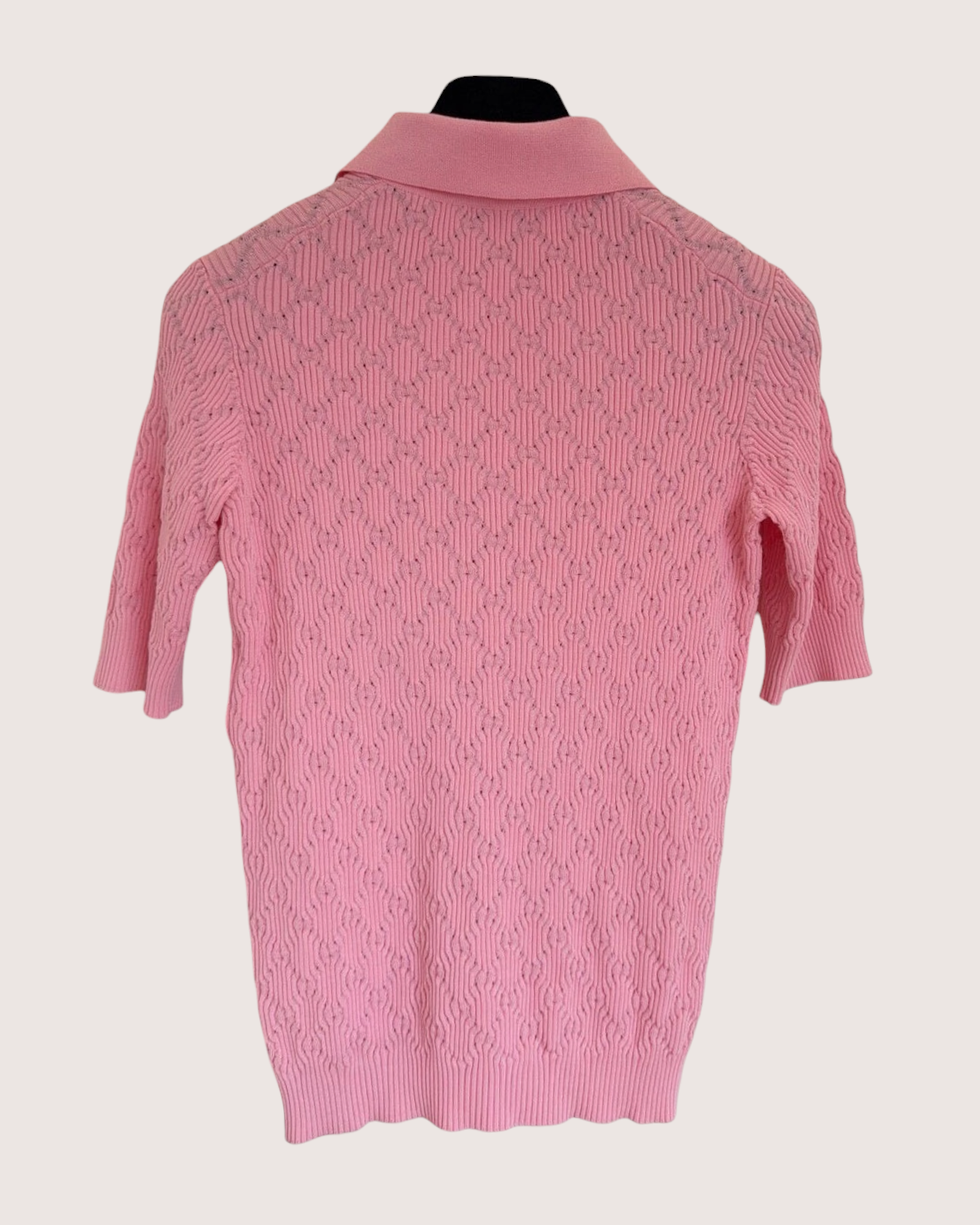 Chanel 20P Wool CC Polo Top Pink FR 34