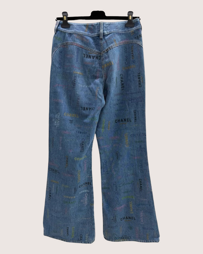 Chanel 22P Denim Wide-Leg Jeans Blue, Multicolor FR 36