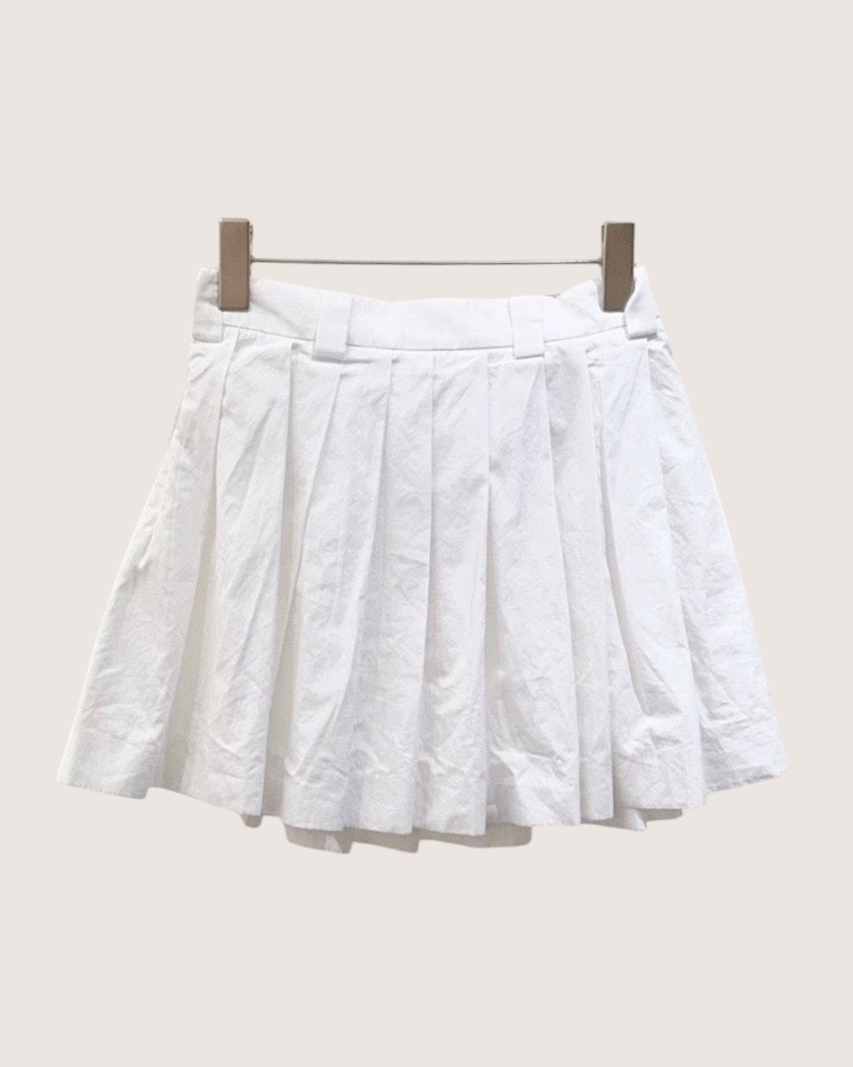 Miu Miu Pleated Logo Mini Skirt White FR 36