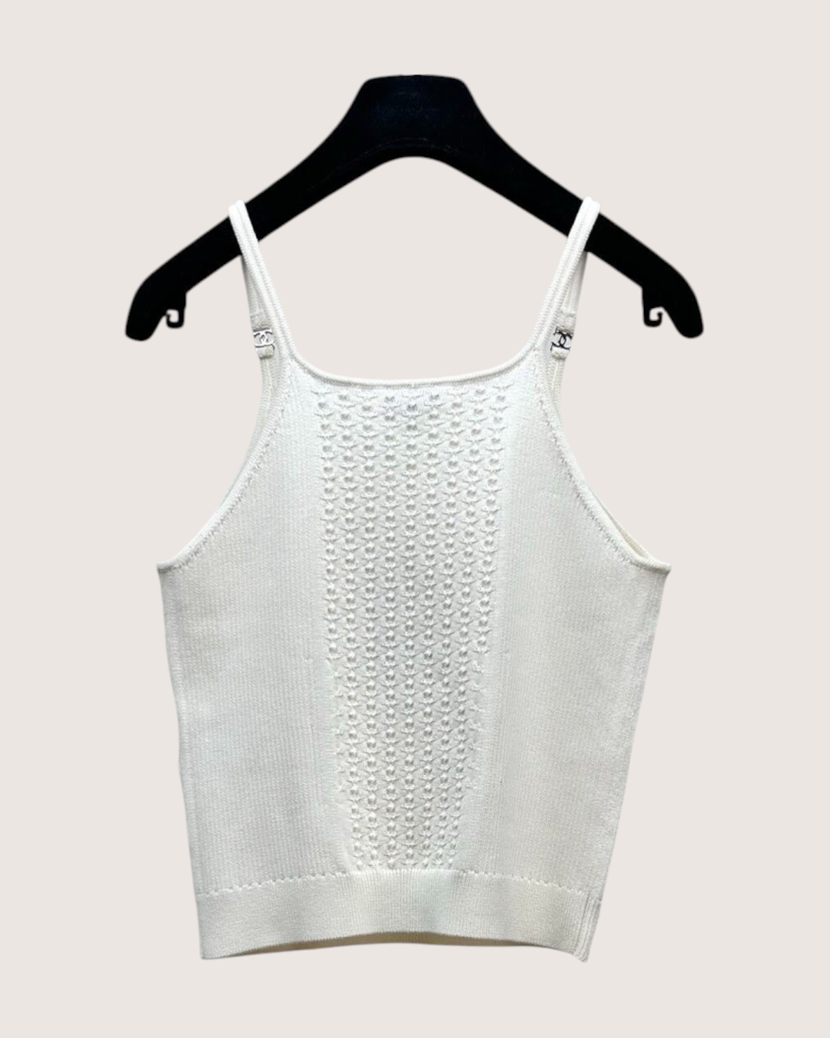 Chanel 25S Crystal CC Camisole Top White