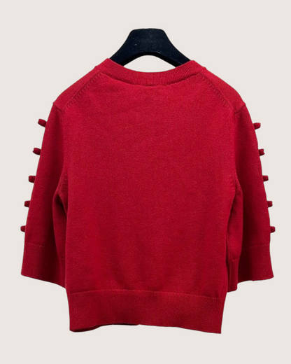 Chanel 25K Cashmere Bow Cardigan Red FR 36