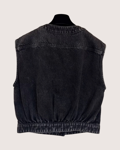 Chanel 25K Cropped Denim Vest Black, Grey FR 34
