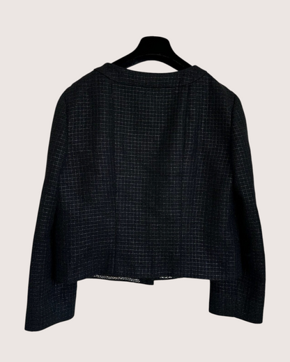 Chanel 24P Checked Tweed Jacket Black, Silver, White FR 38