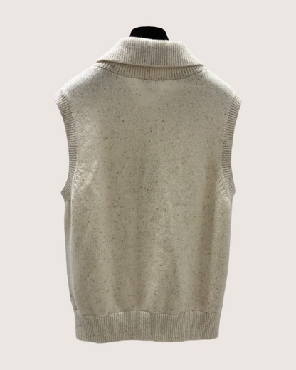 Chanel 25N Bow Cashmere Vest Beige/Ecru, Multicolor FR 38