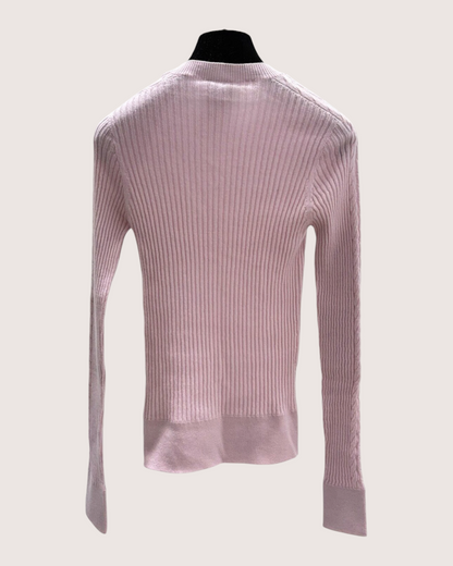 Chanel 22K Cashmere Ribbed CC Sweater Pink FR 38