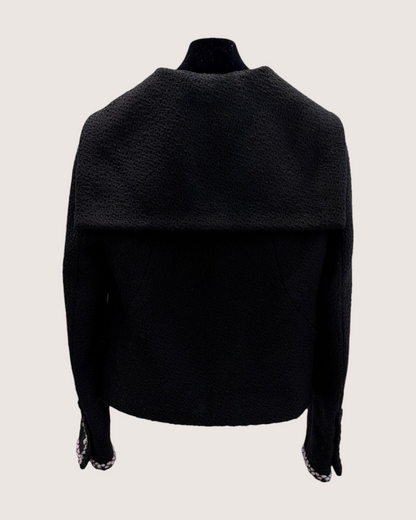 Chanel 24K Tweed Naval-Collar Jacket Black FR 36