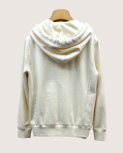 Miu Miu Embroidered Logo Zip-Up Hoodie Beige/Ecru FR 34