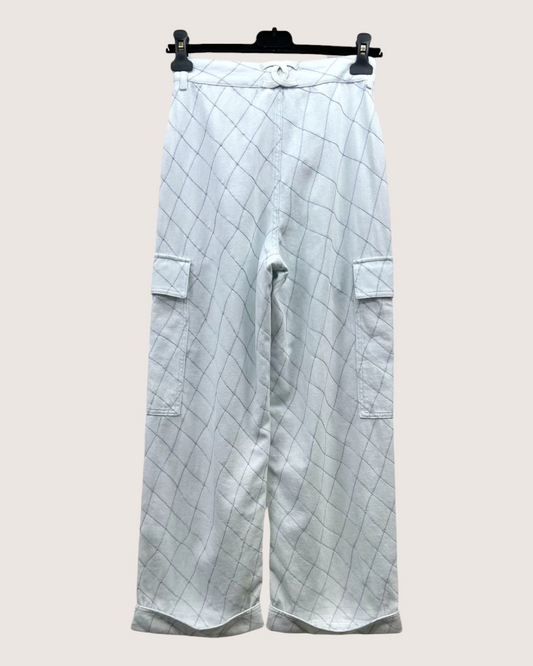 Chanel 26M Coco Beach Quilted Wide-Leg Denim Jeans - Blue, view 2