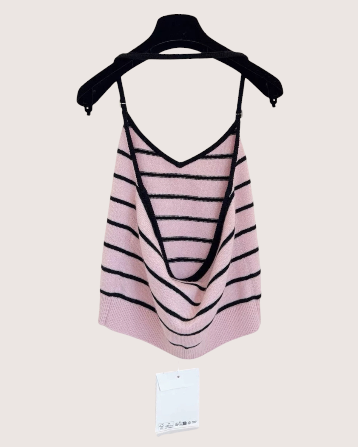 Chanel 25S Striped Cashmere Vest Pink, Black FR 40