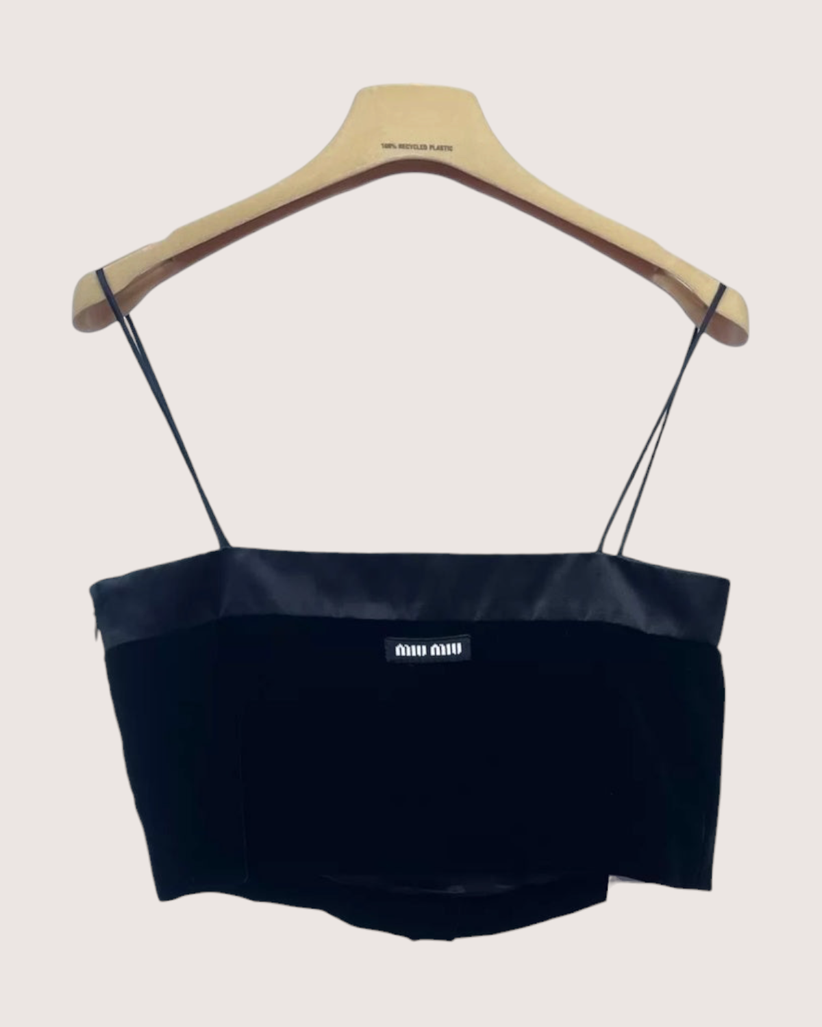 Miu Miu Velvet Bow Crop Top Black IT 38