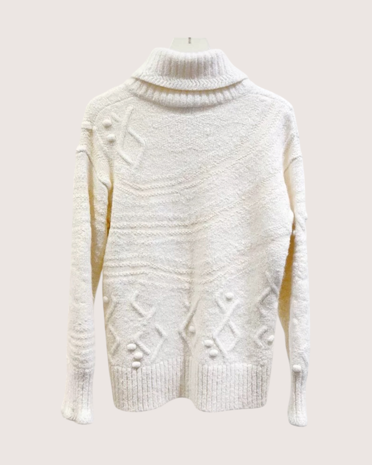 Chanel 23N Coco Neige Wool Bouclé Turtleneck Sweater White FR 36