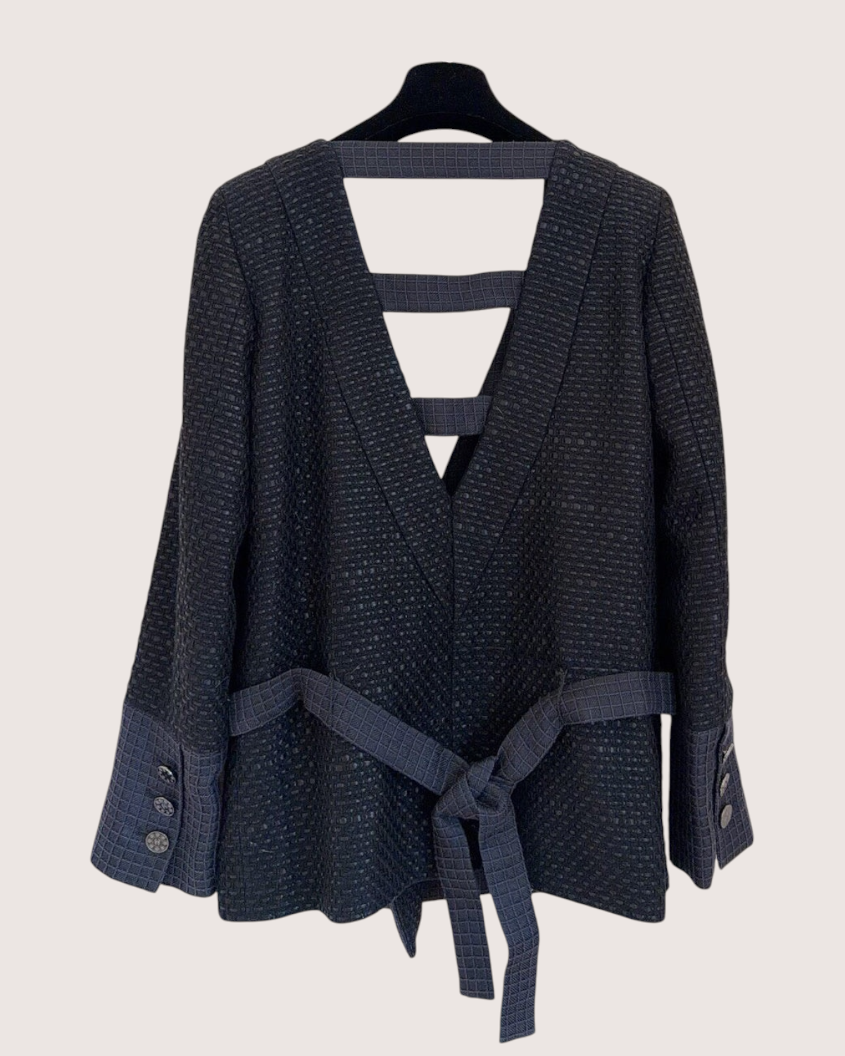 Chanel 16C Tweed Double-Breasted Jacket Black, Grey FR 36