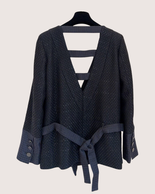 Chanel 16C Tweed Double-Breasted Jacket Black, Grey FR 36