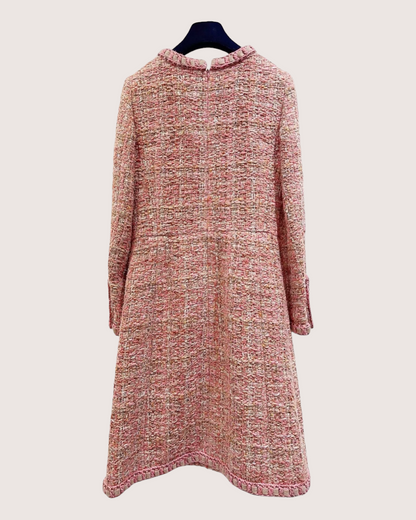 Chanel 2016 Tweed Mid-Length Dress Pink, Beige/Ecru, Multicolor FR 34