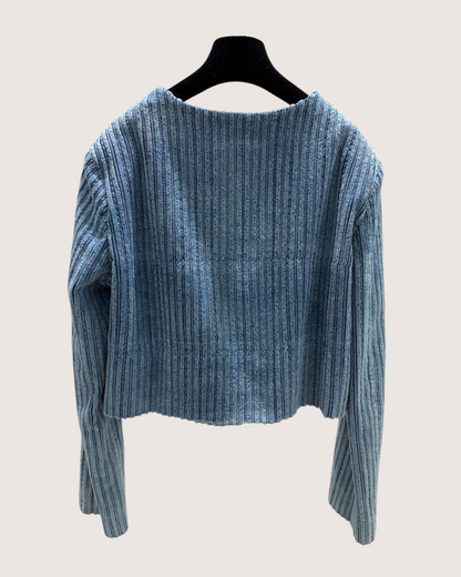 Chanel 25A Corduroy Jacket Blue FR 42
