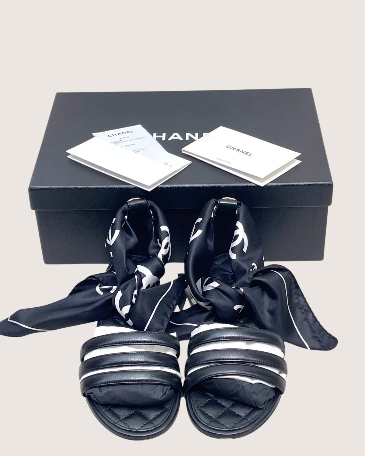 Chanel 26C Scarf Leather Sandals