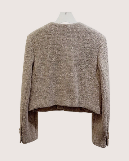 Celine Tweed Jacket Beige/Ecru, Grey FR 38