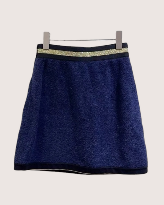Chanel 19C Bouclé CC Mini Skirt Navy, Black, Gold FR 34