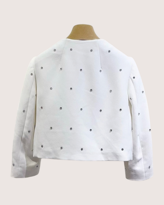 Miu Miu Crystal-Embellished Jacket - White, view 2